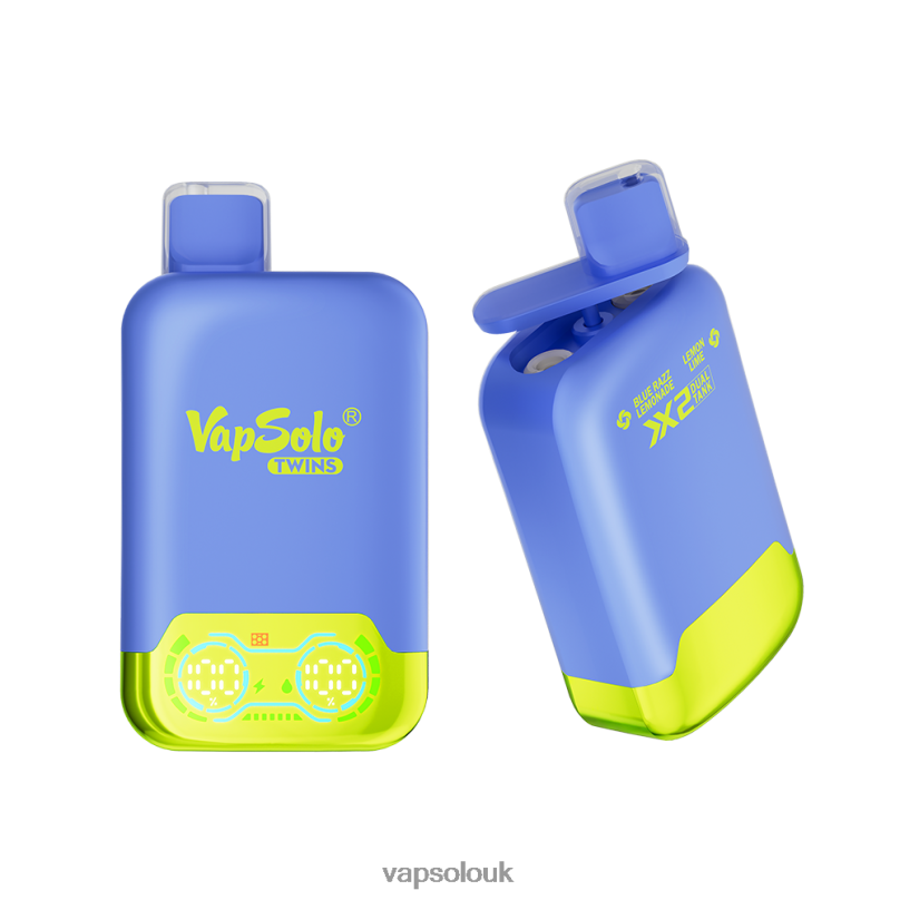 Vapsolo Nicotine - VapSolo TWINS Disposable Vape Blue Razz Lemonade & Lemon Lime Z02ZT26